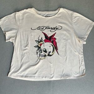 Ed Hardy White Graphic Blouse